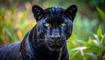 Black Panther Close-up in Nature.