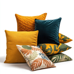 Obraz premium Collection of decorative cushions isolated on transparent background