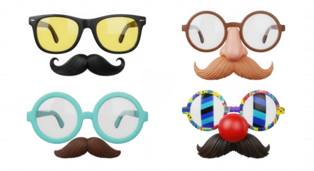 Funny props for disguise isolated on a transparent background