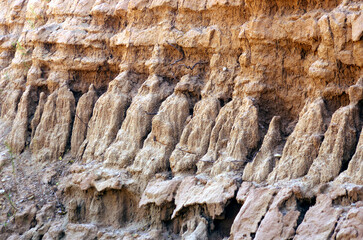 Erosion runnels on face in Earth Potohar region Pakistan 