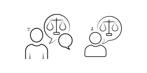 Legal Consultation Chat Icon with  Justice Scale line silhouette vector