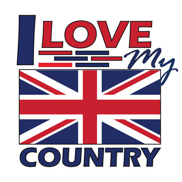 UK , I Love My Country Vector Design, T-shirt Print Design