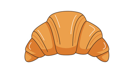 A golden, flaky pastry, shaped like a crescent, against a clean white background. Layers and highlights add texture