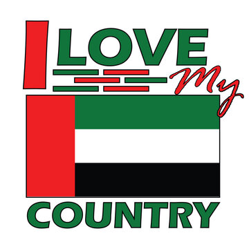 UAE , I Love My Country Vector Design, T-shirt Print Design