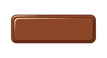 A glossy, rectangular brown button with rounded edges, rendered with highlights and a darker border on a white background