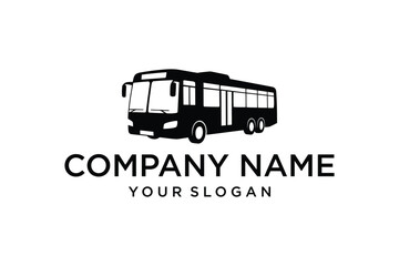 Bus Logo Design Template Black Silhouette for Public Transportation Company