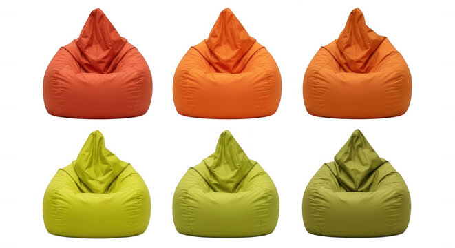 Orange green beanbag chairs isolated on a transparent background