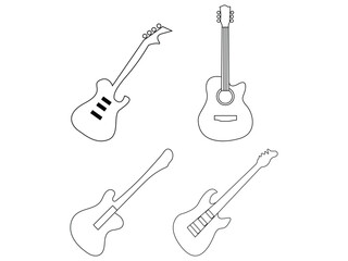 acoustic guitar line art vector illustration