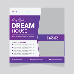 Real estate house social media post or square banner template
