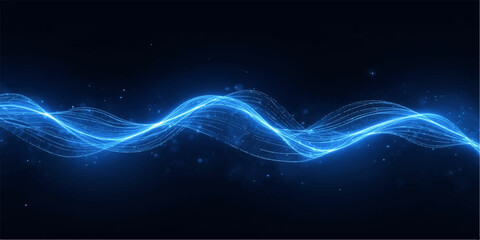 Abstract blue wave design with glowing fractal lines motion backdrop