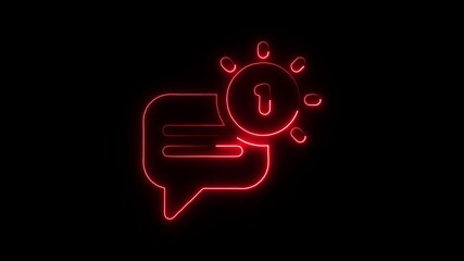Red neon chat bubble notification icon with number one alert glowing on black background digital communication - Powered by Adobe