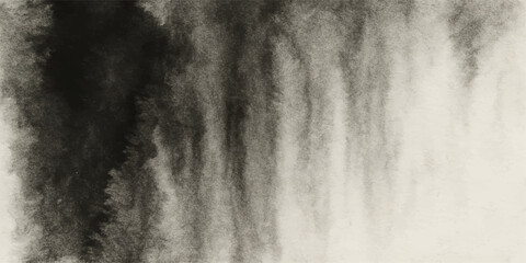 Close-up black and white horse head in dark mist and clouds with abstract texture background