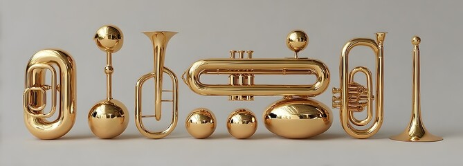 Fototapeta premium Golden brass instruments artistic arrangement