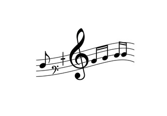 Musical notation with treble and bass clef and notes on staff lines.