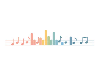 Obraz premium Colorful Music Notes and Bars on Staff.