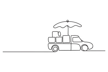 Continuous one line drawing distribution and logistic concept. one line Icon drawing with white background