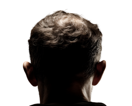 Man's head silhouette rear view isolated on white studio