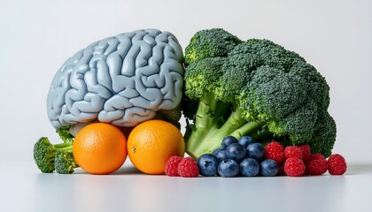 Half Brain Half Fresh Produce on Clean Surface