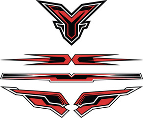 Dynamic Automotive Decal Set Stylized Y Logo and Graphic Accents