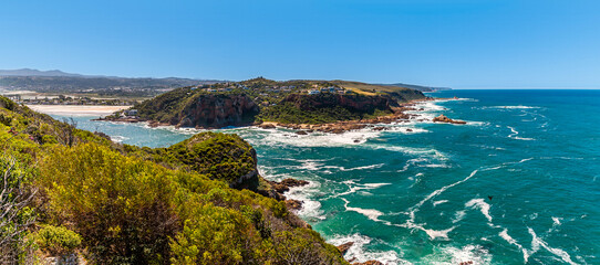 A panorama view from West Head headland towards East Head headland, South Africa in Springtime