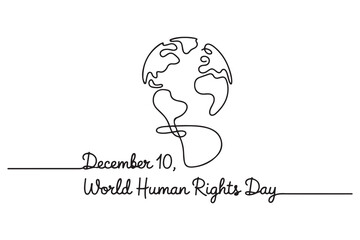 One continuous line drawing of December 10, World Human Rights Day concept. one line Icon drawing with white background