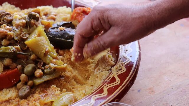 Moroccan Couscous with Vegetables - Traditional North African Dish