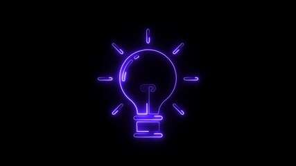 Glowing purple neon light bulb symbol radiating energy and innovation concept on a dark background abstract creative - Powered by Adobe
