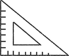 Drawing triangle with ruler markings for geometry and drafting