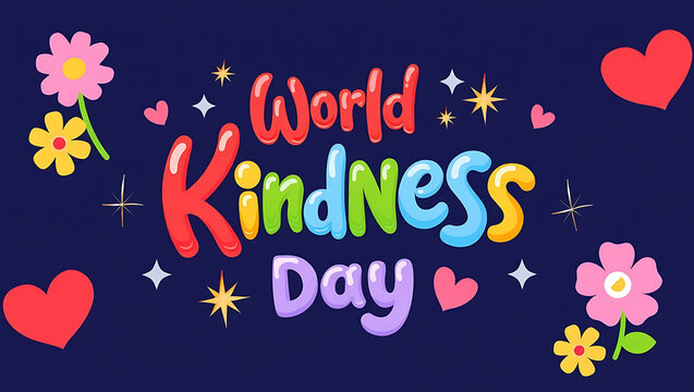 World Kindness Day Colorful Text and Cute Elements