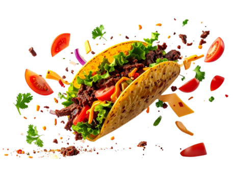 Deconstructed Beef Taco with Floating Ingredients