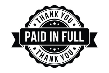 Paid in full thank you stamp badge illustration