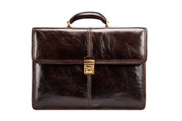 Elegant dark brown crocodile leather briefcase with gold clasp