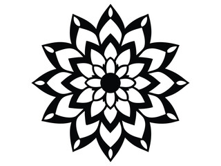 Black and White Mandala Flower Design