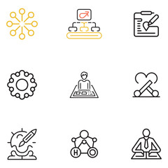 Modern human resources icon collection featuring diverse employee silhouettes for business and career applications