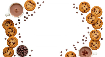 Obraz premium Chocolate cookies and cocoa drink isolated on a transparent background