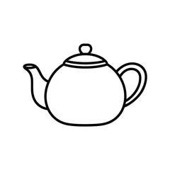 Simple black and white line drawing of a teapot
