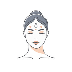 Woman with Closed Eyes in Meditative Relaxation Facial Skincare Beauty Treatment