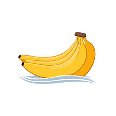 Creative illustration of a banana bunch sailing like a boat on ocean waves