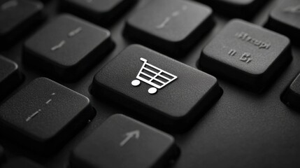 shopping cart symbol on computer keyboard