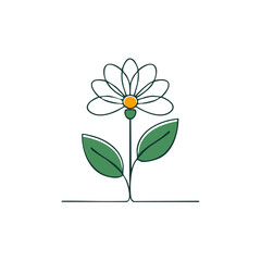 Simple daisy flower in a minimalist continuous line art style. Abstract botanical illustration.