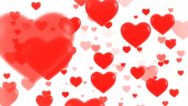 Gorgeous red hearts gracefully drift down against a clean, white backdrop. This romantic, looping animation is ideal for weddings and celebrating Valentine's Day