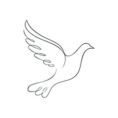 Obraz premium Minimalist line drawing of a dove bird in flight with wings spread open