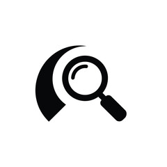 Magnifying glass icon with curved line symbolizing search or discovery