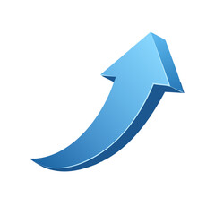 Curved 3D Blue Arrow Pointing Upward as a Symbol of Growth and Progress
