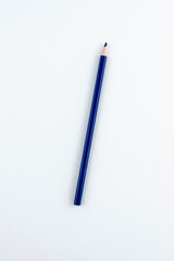 Blue Pencil On White Background &mdash; Simple Stationery For Writing, Drawing, And School Tasks