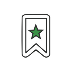 Bookmark Icon with Star Shape: Green Star in Modern Marker for Web Favorite