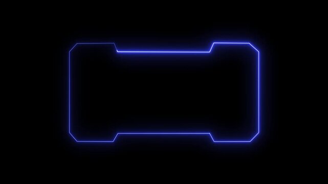 Futuristic tech interface holographic border motion background. Holographic security interface frame  futuristic data HUD design.