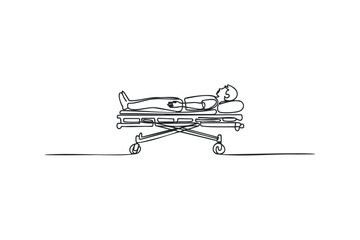 Fototapeta premium Person lying on a hospital stretcher with wheels
