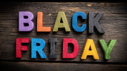 vibrant black friday wooden letters