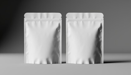 Zipper stand-up pouches on white background, collage. Mockup for design